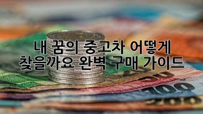 내 꿈의 중고차, 어떻게 찾을까요? 완벽 구매 가이드