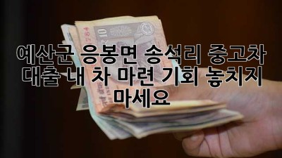 예산군 응봉면 송석리 중고차 대출, ✨내 차 마련 기회✨ 놓치지 마세요!